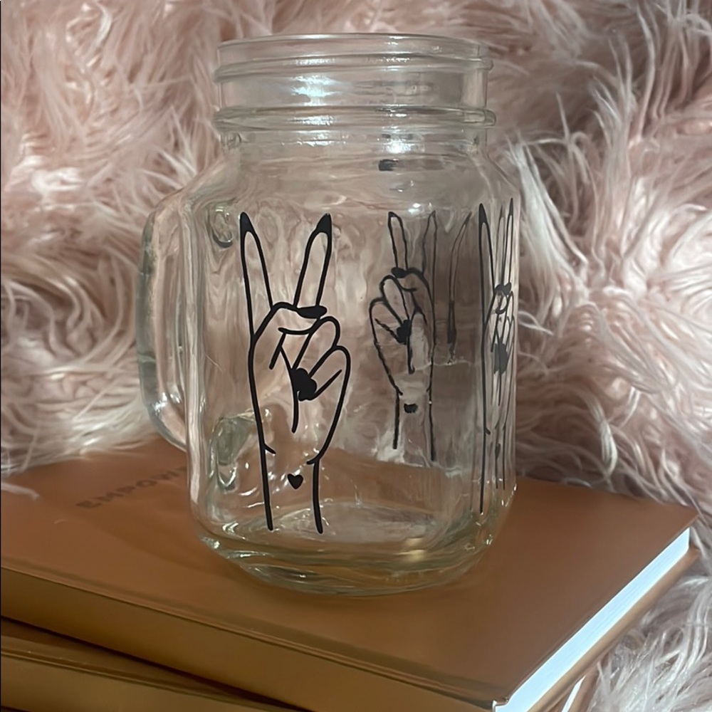 Peace out glass mug